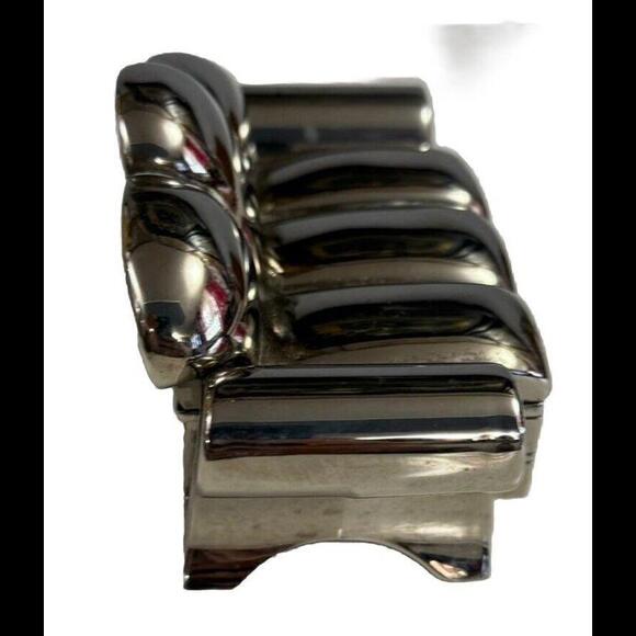 Vintage 1991 Godinger Silver Plated Velvet Lined Jewelry Trinket Box Couch Lid - Picture 3 of 7